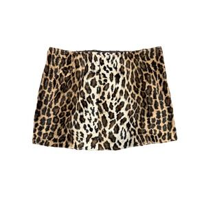 VTG Y2K Leopard Print Faux Fur Mini Skirt Made in Italy EU 46 Mob Wife Pony Hair